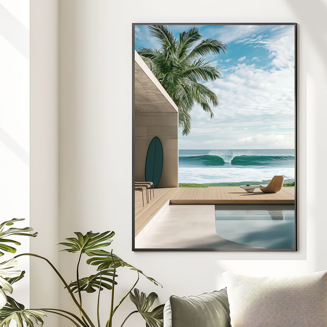 幻想的なサーフ空間を描いたアートポスター1