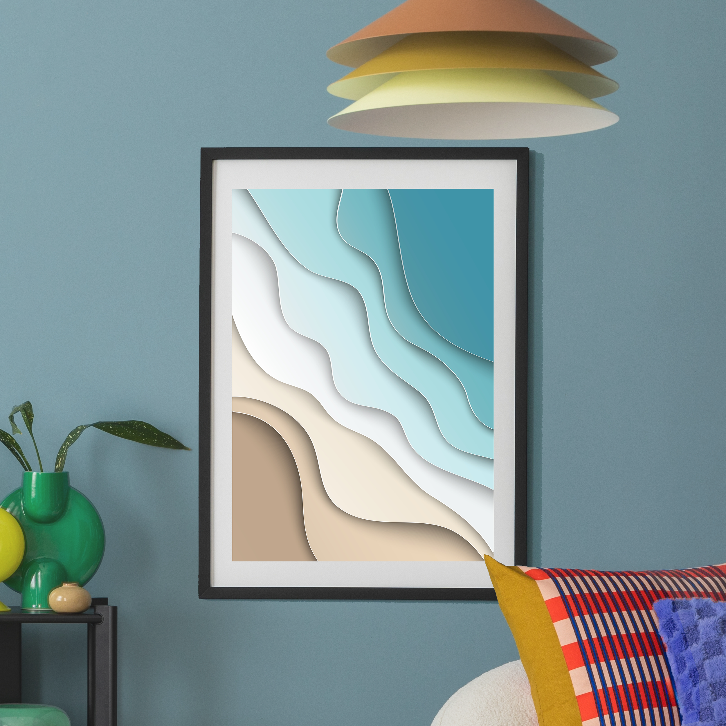 余白を活かして波の動きを表現したミニマルポスター3